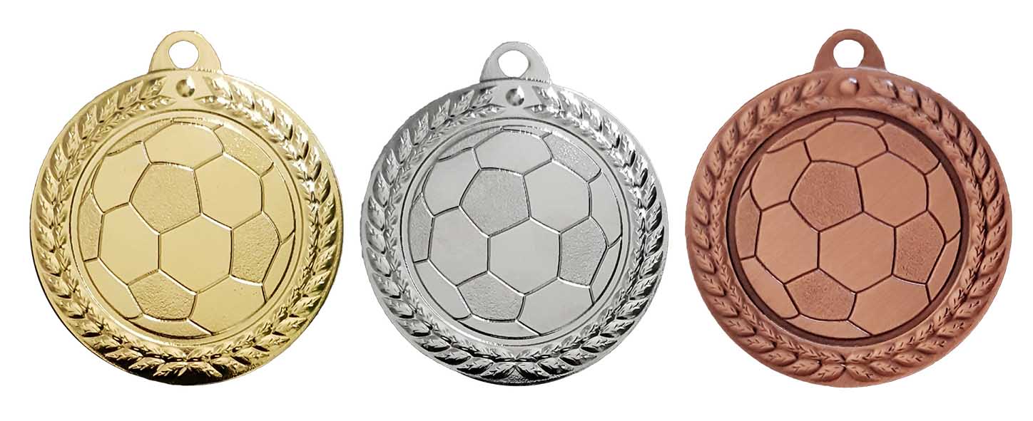 Voetbal Medaille ME61 goud-zilver-brons Ø 40 mm compleet